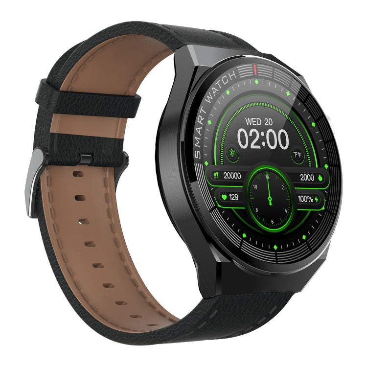 Reloj Inteligente Gw69 Plus Compatible con Llamadas Bt Frecuencia Cardíaca Presión Arterial Oxígeno En Sangre (Negro) + Correa de Cuero Negro