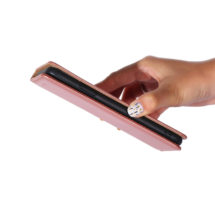 Caja de Teléfono de Cuero Magnético para Motorola Edge 30 Neo (Oro Rosa)