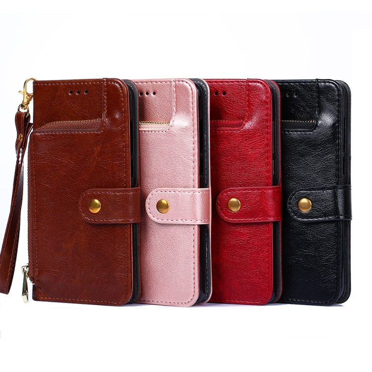 Funda de Cuero con Tapa y Cremallera para Huawei Mate 50 Pro (Marrón)