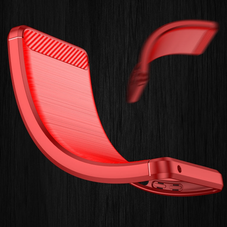 Caja de teléfono TPU Samsung Galaxy S23 5G Fibra de Carbono Textura Cepillada (Rojo)