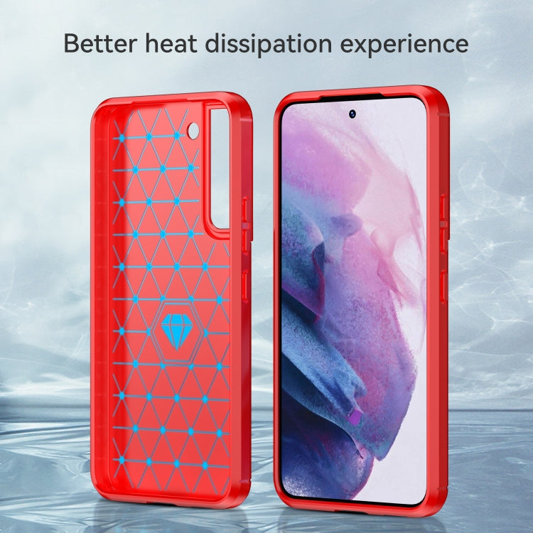 Caja de teléfono TPU Samsung Galaxy S23 5G Fibra de Carbono Textura Cepillada (Rojo)