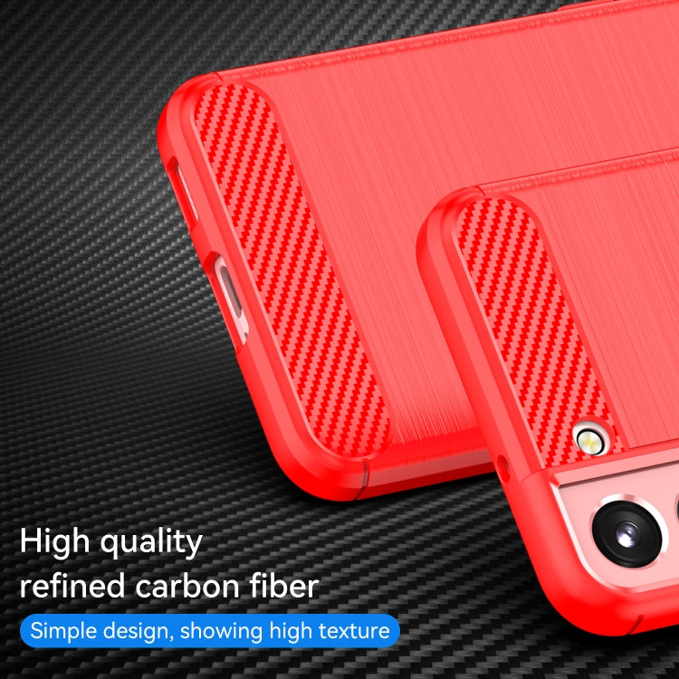 Caja de teléfono TPU Samsung Galaxy S23 5G Fibra de Carbono Textura Cepillada (Rojo)