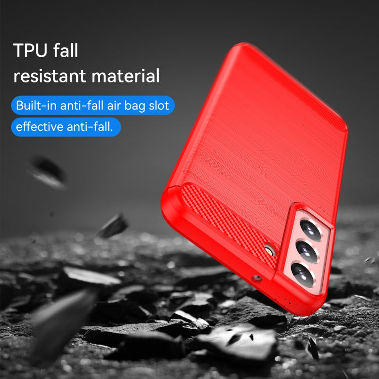 Caja de teléfono TPU Samsung Galaxy S23 5G Fibra de Carbono Textura Cepillada (Rojo)