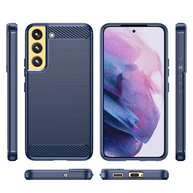 Caja de Teléfono TPU Samsung Galaxy S23 5G Fibra de Carbono Textura Cepillada (Azul)