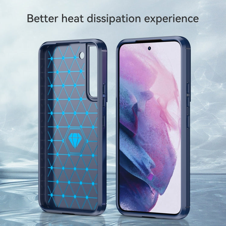 Caja de Teléfono TPU Samsung Galaxy S23 5G Fibra de Carbono Textura Cepillada (Azul)
