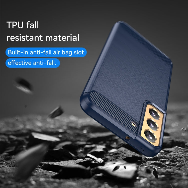 Caja de Teléfono TPU Samsung Galaxy S23 5G Fibra de Carbono Textura Cepillada (Azul)