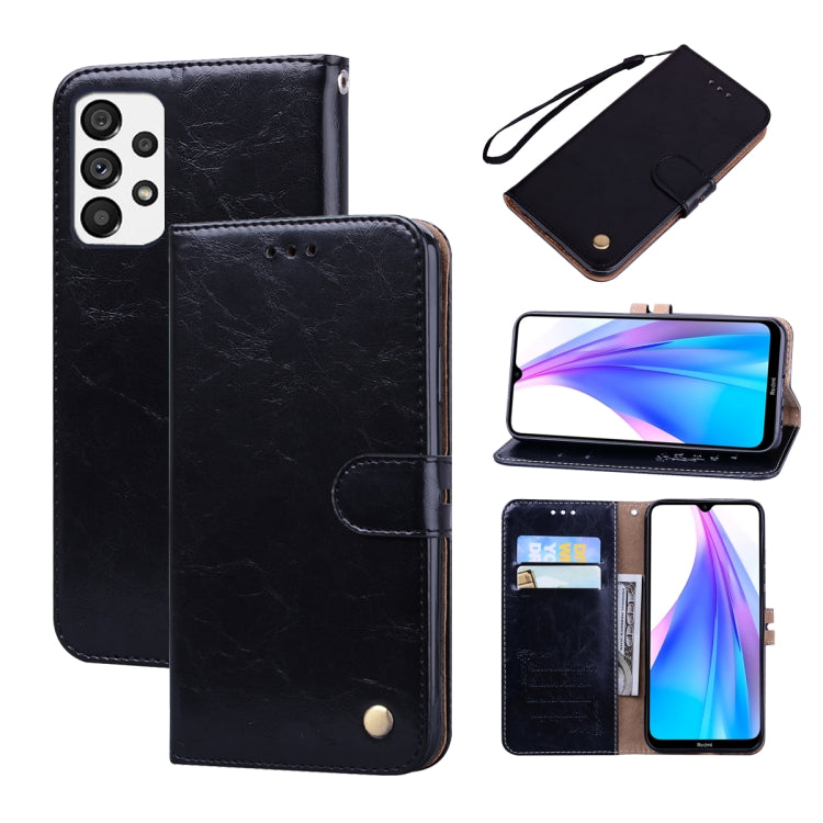 Caja de teléfono para Samsung Galaxy A73 5G de cuero con textura de cera de aceite (Negro)