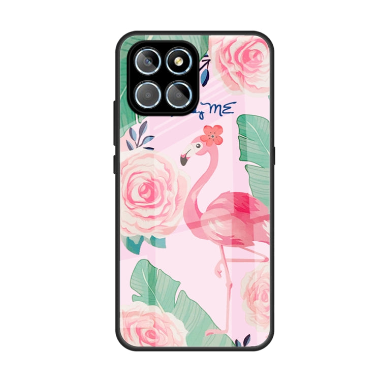 For Honor 8X 5G Caja de teléfono de vidrio pintado colorido (Flamingo)