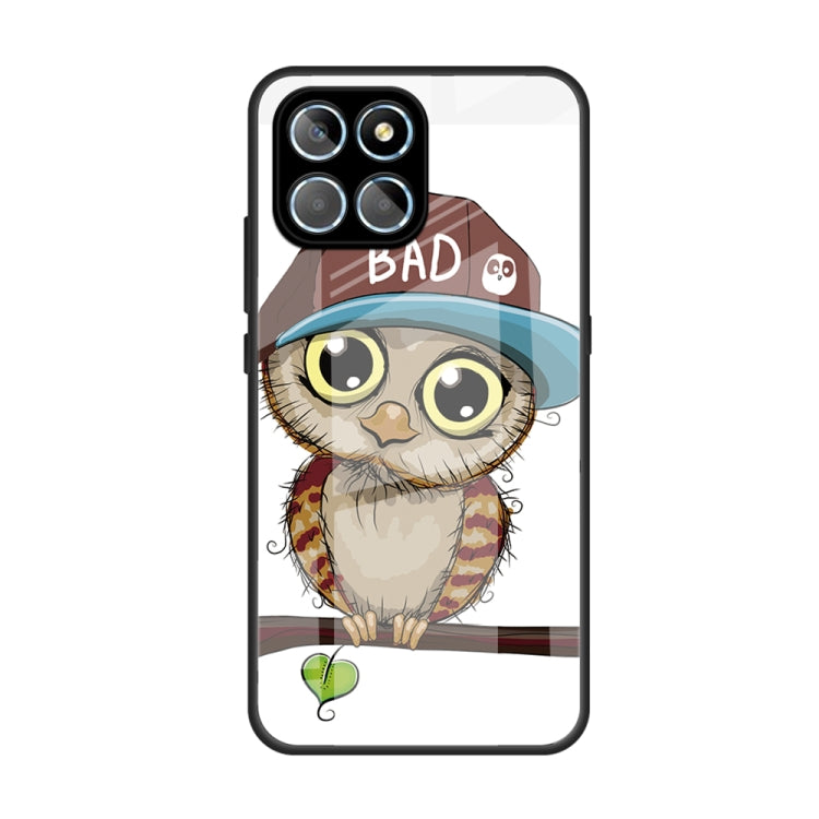 For Honor 8X 5G Caja de teléfono de vidrio pintado colorido (Búho)