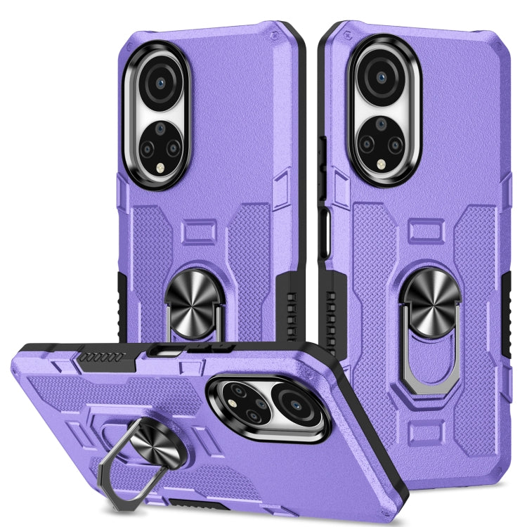 Para Honor X7 Ring Holder Armor Hybrid Phone Case (Púrpura)