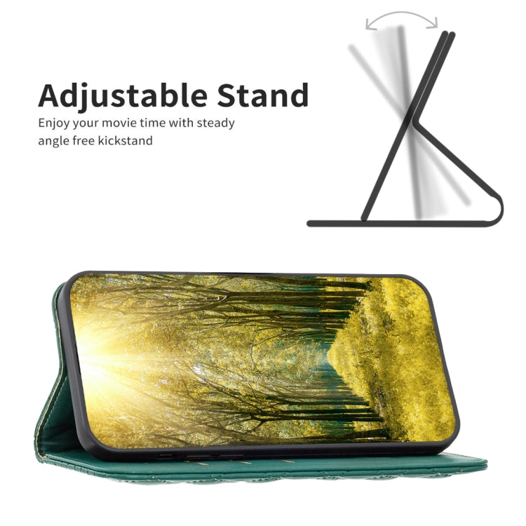 Funda Flip de Cuero Magnética para Motorola Moto G22 Diamond Lattice (Verde)