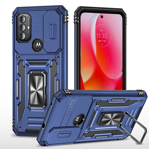 Funda Armor PC + TPU con Protector Cámara para Motorola Moto G Power (2022) (Azul Marino)