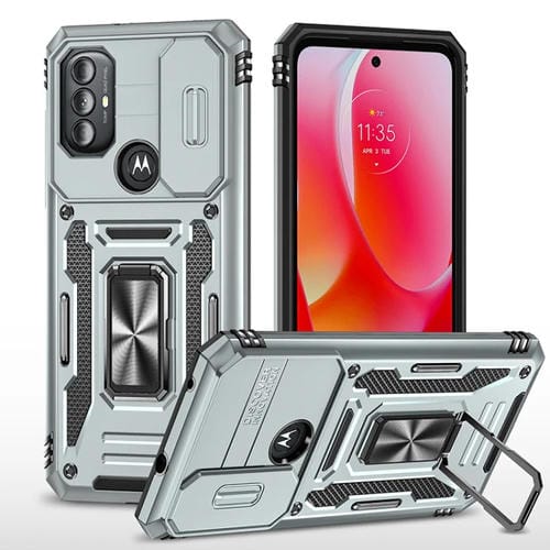 Funda Armor PC + TPU para Motorola Moto G Power 2022 con Protector Cámara (Gris)