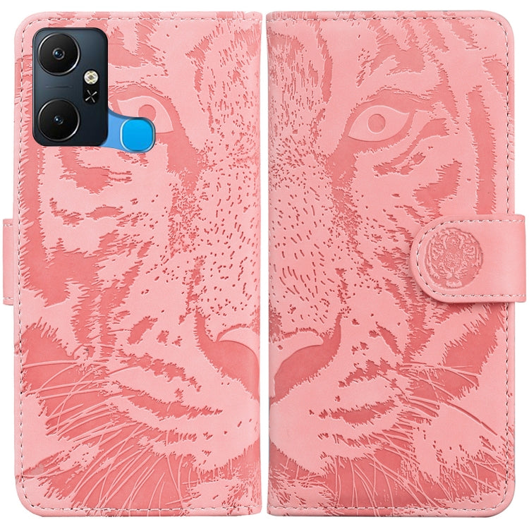 Funda de Cuero con Tapa Horizontal para Infinix Smart 6 Plus Tiger Embossing Pattern (Rosa)