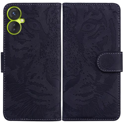 Funda de Cuero para Tecno Camon 19 Neo Tiger con Tapa Horizontal y Patrón Relieve (Negro)
