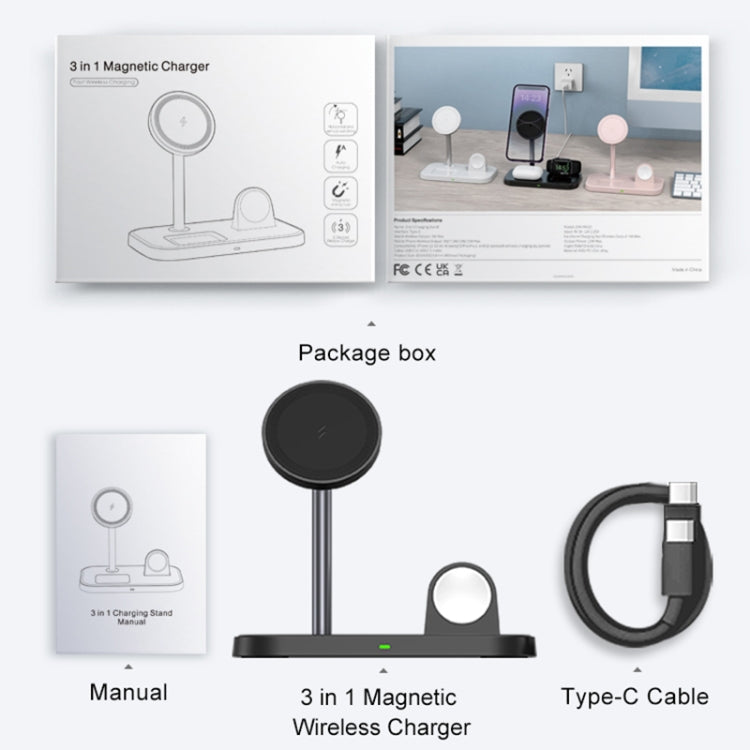 Soporte Para Teléfono Wa22 Cargador Inalámbrico Magnético 3 En 1 Para iPhone 12/13/14 Y AirPods (Blanco)