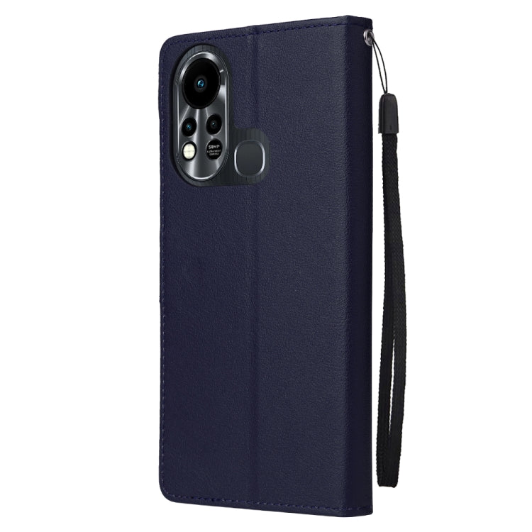 Estuche de Cuero para Infinix Note 11S con Tapa Horizontal y 3 Ranuras para Tarjetas (Azul Marino)
