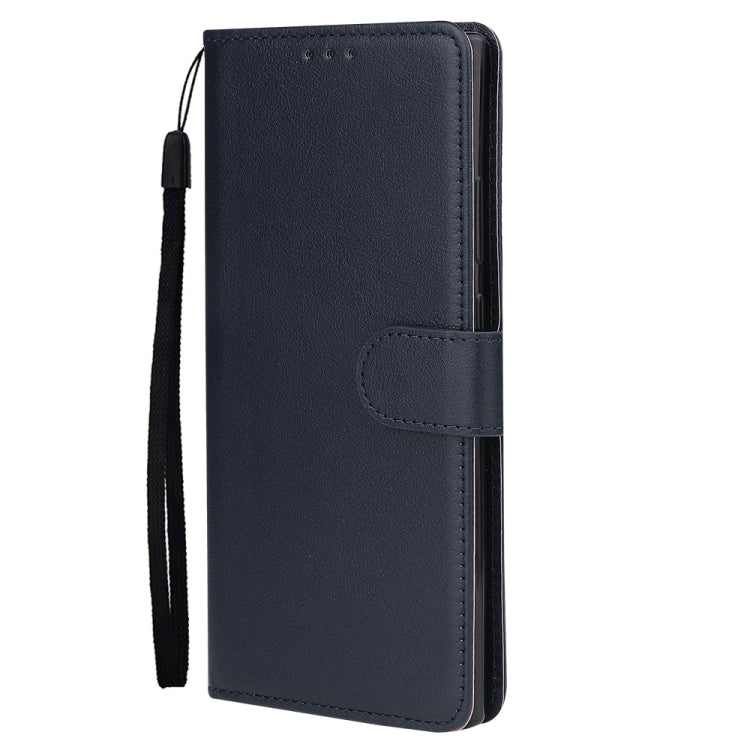 Estuche de Cuero para Infinix Note 10 Pro con Tapa Horizontal y 3 Ranuras para Tarjetas (Azul Marino)