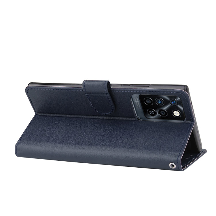 Estuche de Cuero para Infinix Note 10 Pro con Tapa Horizontal y 3 Ranuras para Tarjetas (Azul Marino)