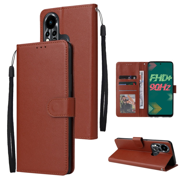 Estuche de Cuero para Infinix Hot 11S con Tapa Horizontal y 3 Ranuras para Tarjetas (Marrón)