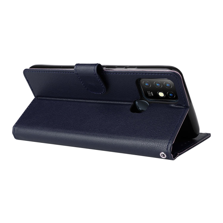Estuche de Cuero para Infinix Hot 10 con Tapa Horizontal y 3 Ranuras para Tarjetas (Azul Marino)