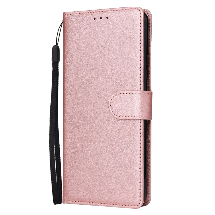 Estuche de Cuero para Infinix Hot 10S con Tapa Horizontal y Tres Ranuras para Tarjetas (Oro Rosa)