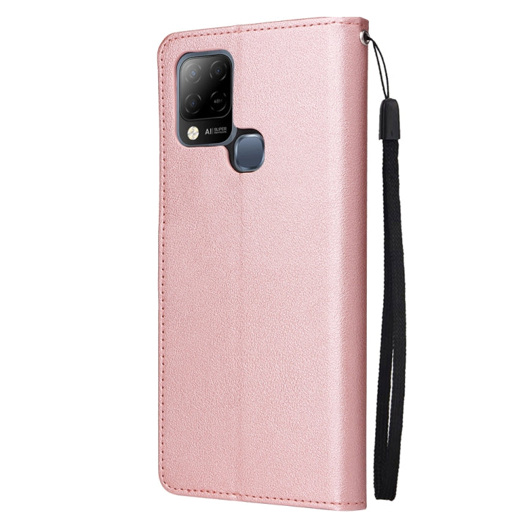 Estuche de Cuero para Infinix Hot 10S con Tapa Horizontal y Tres Ranuras para Tarjetas (Oro Rosa)