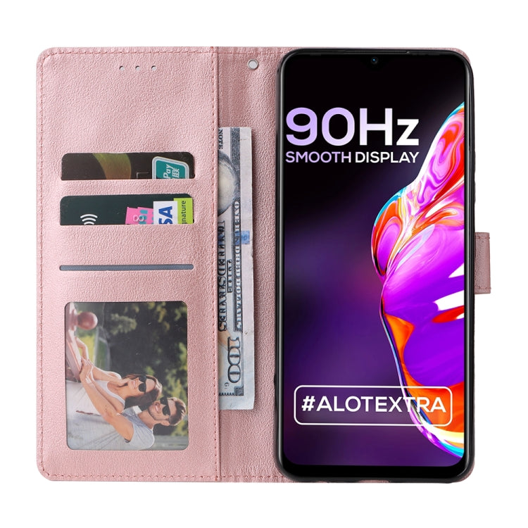 Estuche de Cuero para Infinix Hot 10S con Tapa Horizontal y Tres Ranuras para Tarjetas (Oro Rosa)