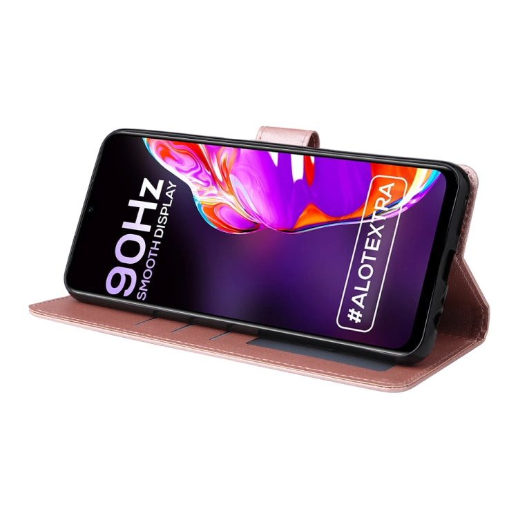 Estuche de Cuero para Infinix Hot 10S con Tapa Horizontal y Tres Ranuras para Tarjetas (Oro Rosa)