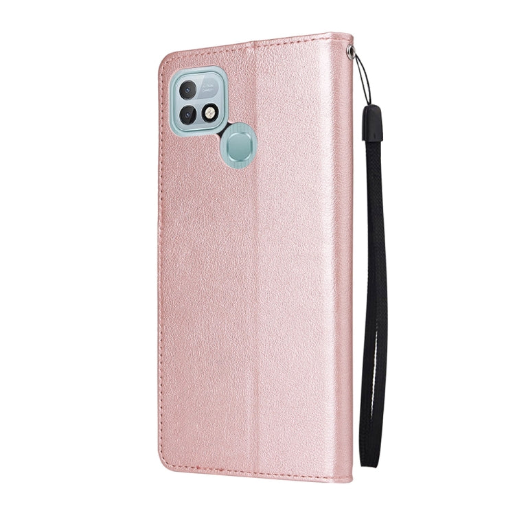 Estuche de Cuero para Infinix Hot 10I con Tapa Horizontal y 3 Ranuras para Tarjetas (Oro Rosa)