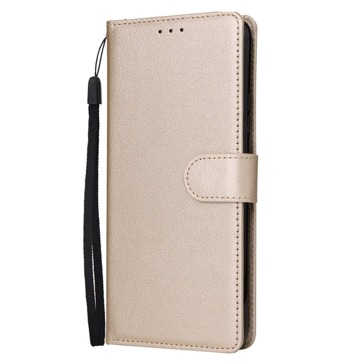 Estuche de Cuero para Infinix Smart 5 con Tapa Horizontal y 3 Ranuras para Tarjetas (Oro)