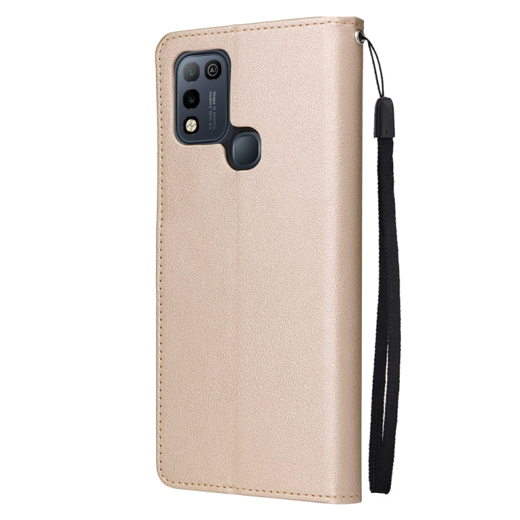 Estuche de Cuero para Infinix Smart 5 con Tapa Horizontal y 3 Ranuras para Tarjetas (Oro)