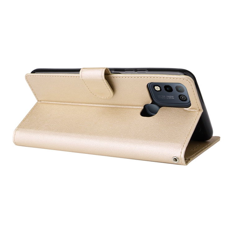 Estuche de Cuero para Infinix Smart 5 con Tapa Horizontal y 3 Ranuras para Tarjetas (Oro)