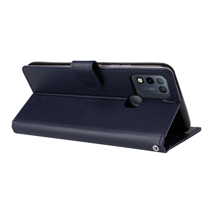 Estuche de Cuero para Infinix Smart 5 con Tapa Horizontal y 3 Ranuras para Tarjetas (Azul Marino)