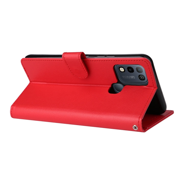 Estuche de Cuero para Infinix Smart 5 con Tapa Horizontal y 3 Ranuras para Tarjetas (Rojo)