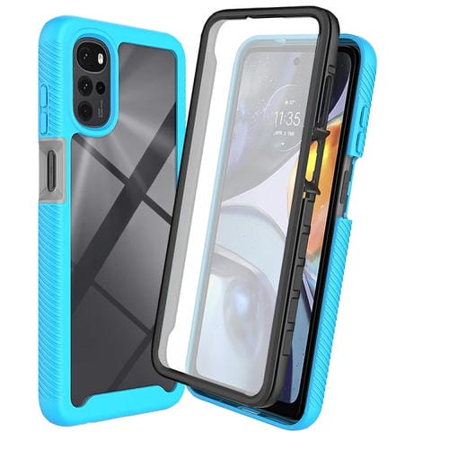 Funda híbrida Full Body para Motorola Moto G22 / E32 a prueba de golpes (Azul Claro)