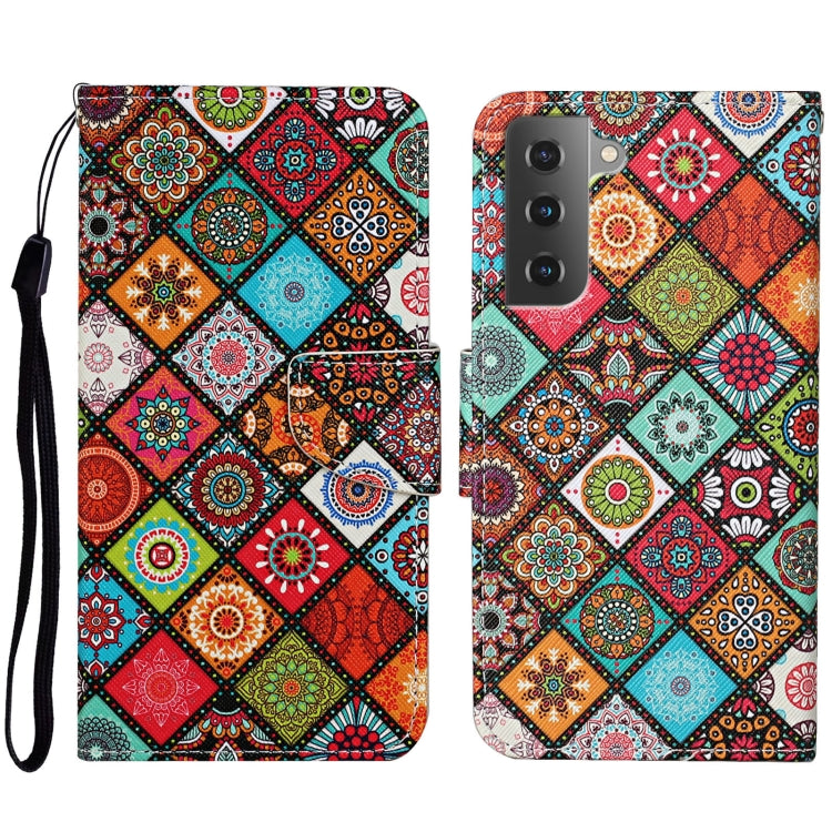 Para Samsung Galaxy S23+ 5G Estuche de teléfono de cuero con patrón de dibujo coloreado (estilo étnico)