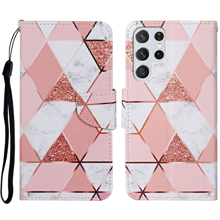 Para Samsung Galaxy S23 Ultra 5G Estuche de teléfono de cuero con patrón de dibujo coloreado (mármol)