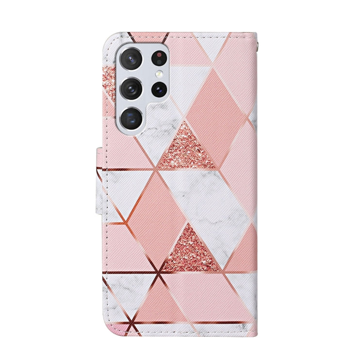 Para Samsung Galaxy S23 Ultra 5G Estuche de teléfono de cuero con patrón de dibujo coloreado (mármol)