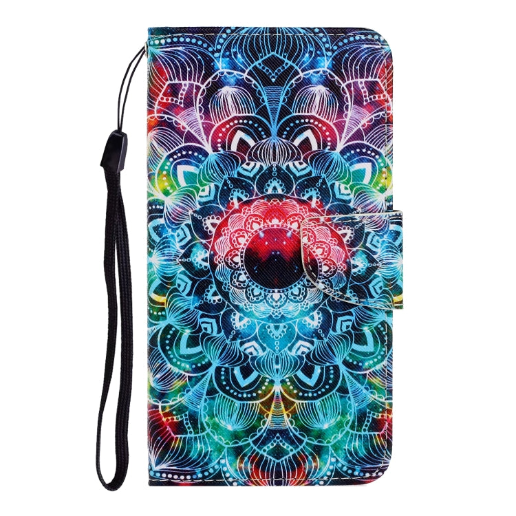 Para Samsung Galaxy S23 Ultra 5G Estuche para teléfono de cuero con patrón de dibujo coloreado (Mandala)