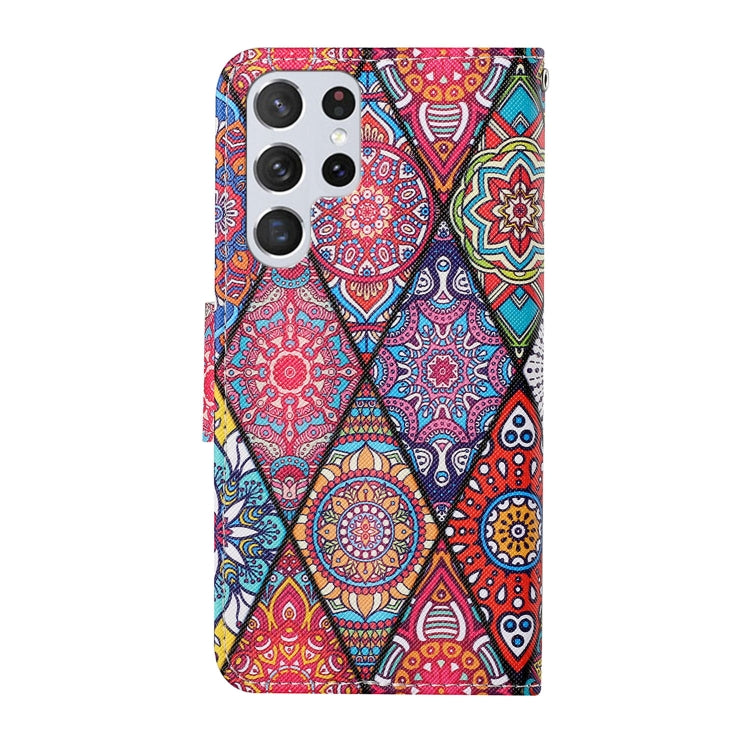Para Samsung Galaxy S23 Ultra 5G Estuche para teléfono de cuero con patrón de dibujo coloreado (tótem de diamante)
