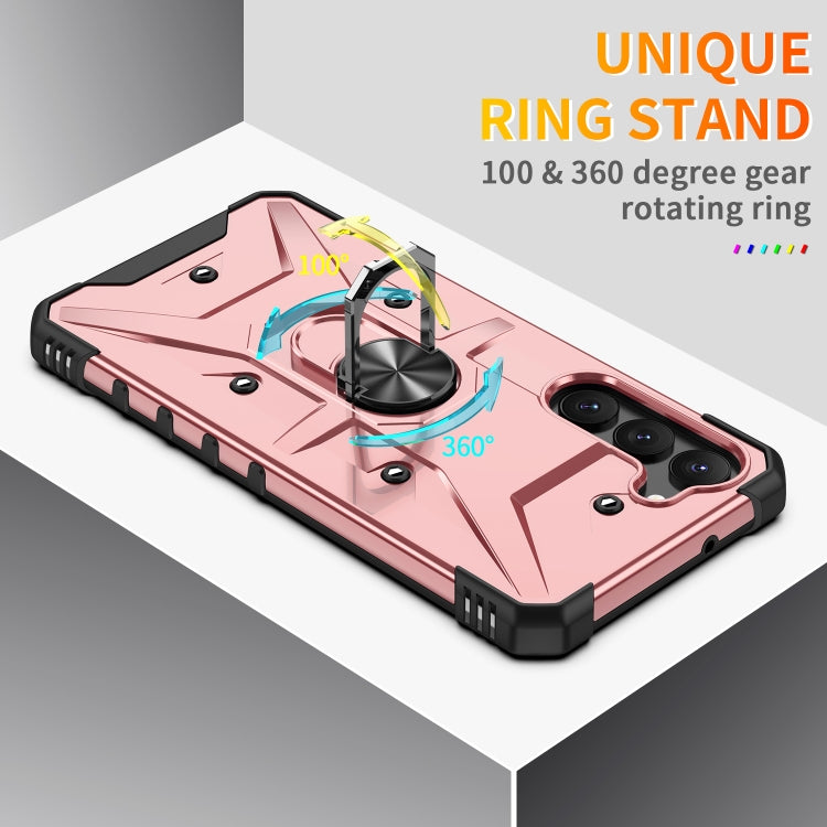 Para Samsung Galaxy S23 5G Ring Holder Phone Case (oro rosa)