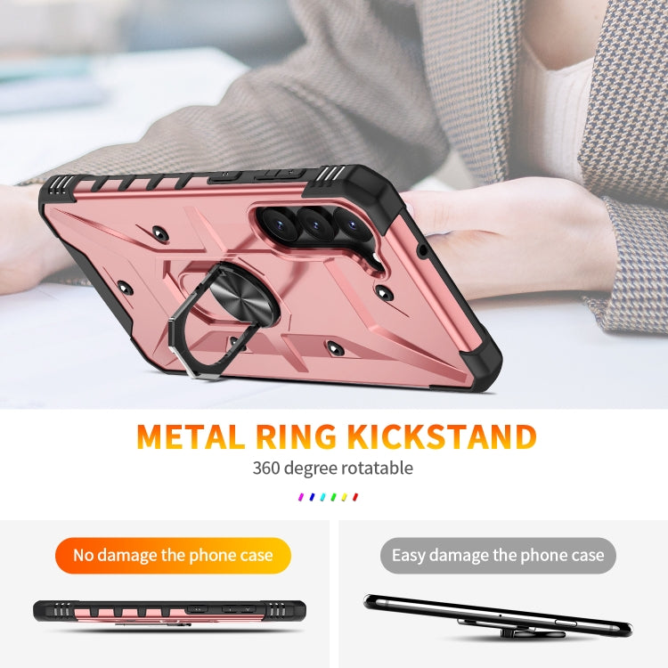Para Samsung Galaxy S23 5G Ring Holder Phone Case (oro rosa)