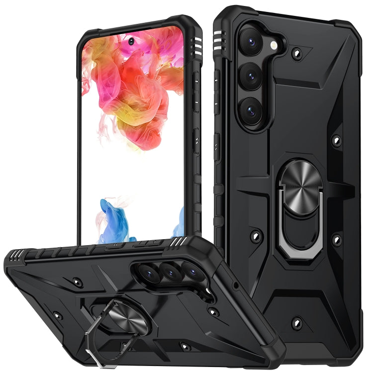 Para Samsung Galaxy S23+ 5G Ring Holder Phone Case (Negro)