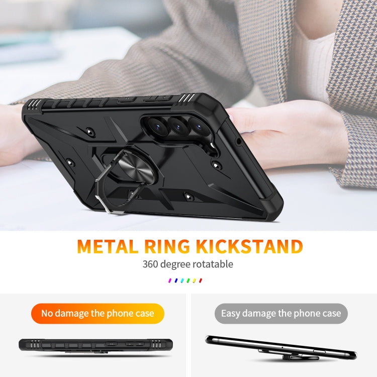 Para Samsung Galaxy S23+ 5G Ring Holder Phone Case (Negro)
