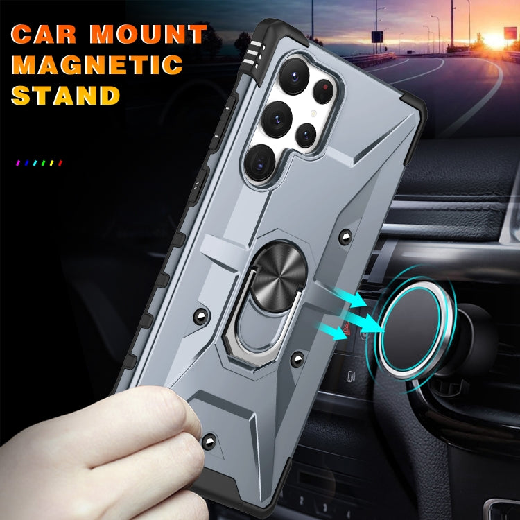 Para Samsung Galaxy S23 Ultra 5G Ring Holder Phone Case (Gris)