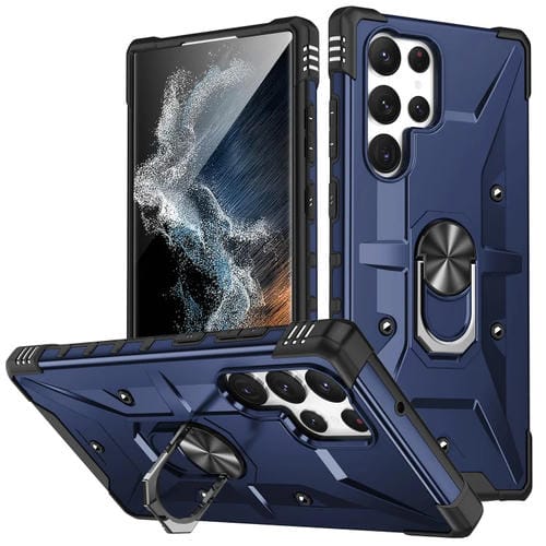 Para Samsung Galaxy S23 Ultra 5G Ring Holder Phone Case (Azul)