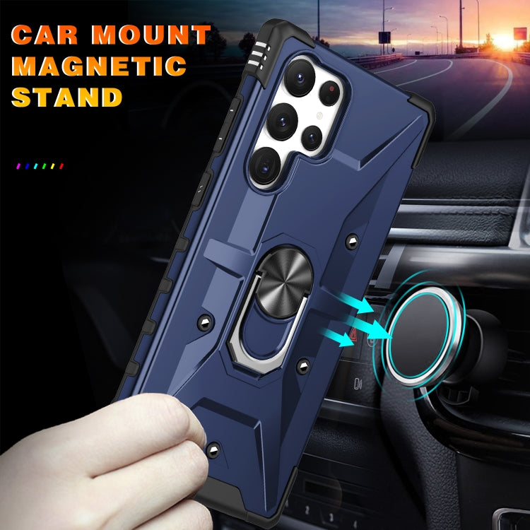 Para Samsung Galaxy S23 Ultra 5G Ring Holder Phone Case (Azul)