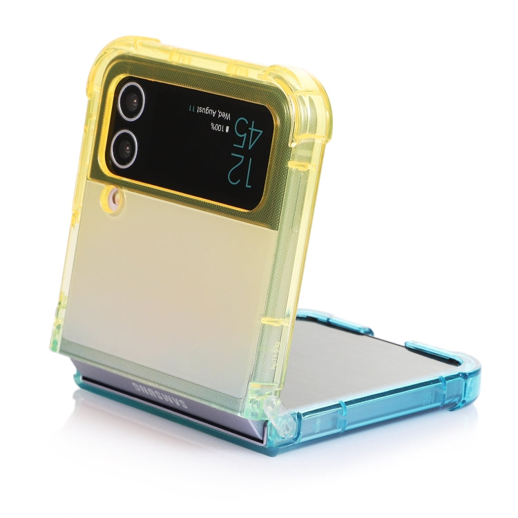 Para Samsung Galaxy Z Flip4 5G Gradient Color Funda para teléfono a prueba de golpes (Gradient Yellow Blue)