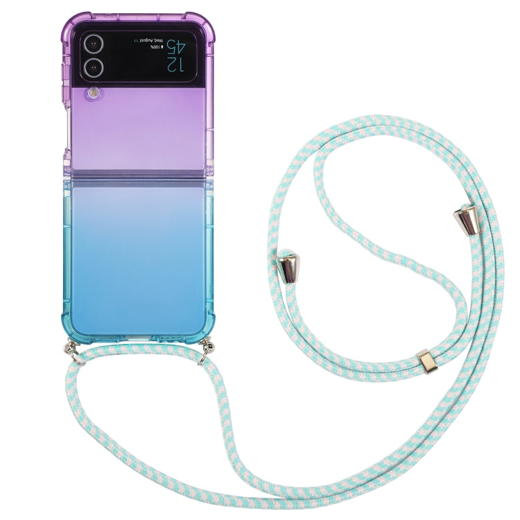 Para Samsung Galaxy Z Flip3 5G Gradient Color Funda para teléfono a prueba de golpes con cordón (Gradient Purple Blue)